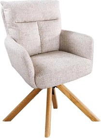 Set de 2 scaune pivotante picioare din lemn Big George sampanie greige texturat