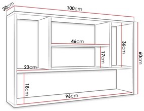 Etajeră de perete PAPIKO 60x100 cm alb