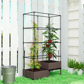 Outsunny Pat înălțat cu cutie de plantare și spalier, orificii de drenaj, ghiveci din plastic 100 x 50 x 174 cm | Aosom Romania