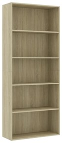 801029 vidaXL Bibliotecă 5 rafturi stejar sonoma 80x30x189 cm, lemn prelucrat