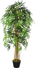 Outsunny Bambus Artificial Inaltime 150cm cu Ghiveci, Planta Artificiala Decor cu Efect Realist pentruCasa, Gradina, Birou, Verde | Aosom Romania