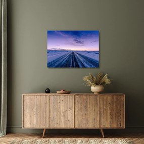 Tablou pe sticlă - autostrada iarna (70x50 cm)