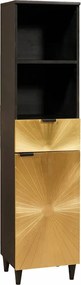vidaXL Dulap de Baie Negru și Aur 38 x 33 x 160 cm Lemn de mango solid