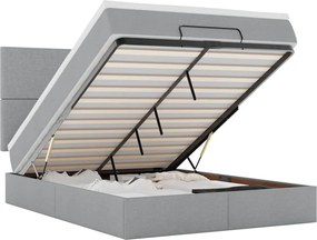 vidaXL Cadru de pat otoman cu saltea țesătură gri deschis 140x190cm