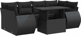 vidaXL Set canapele de grădină cu perne, 7 piese, negru, poliratan
