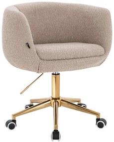 HR333K Scaun Boucle Latte cu Bază Aurie