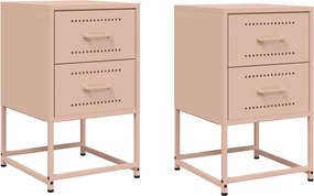 vidaXL Noptiere, 2 buc., roz, 36x39x60,5 cm, oțel