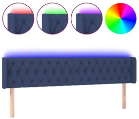 3123600 vidaXL Tăblie de pat cu LED, albastru, 203x16x78/88 cm, textil