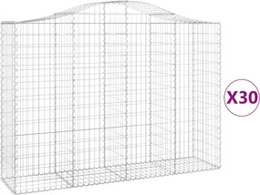 vidaXL Coșuri gabion arcuite 30 buc, 200x50x140/160cm, fier galvanizat