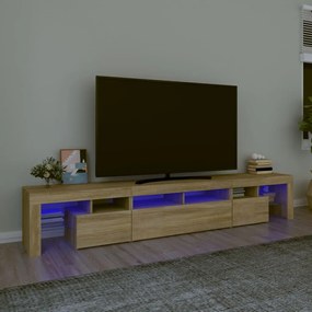 vidaXL Comodă TV cu lumini LED, stejar sonoma, 230x36,5x40 cm
