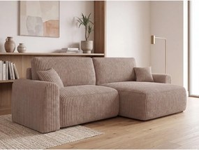 Canapea extensibila modulara in forma de L NORDEN TILIA 250x140 cm, maro deschis