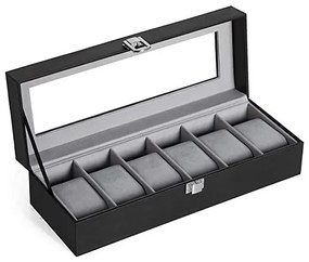 Cutie pentru ceasuri, Songmics, capacitate 6, JWB06BK, Gri