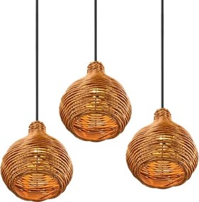 Reality - Lustră suspendată pe cablu SPROUT 3xE14/40W/230V maro/ratan