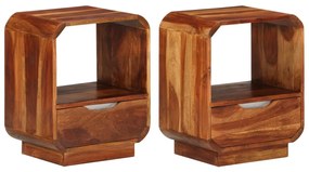 243953 vidaXL Noptieră cu sertar 2 buc, lemn masiv de sheesham, 40x30x50 cm