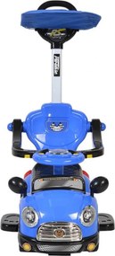 Masinuta copii si bebe NOVOKIDS™ Cartoon Car , cu melodii si sunete, maner de impins pentru parinti detasabil, copertina de protectie detasabila,
