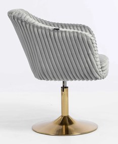 HR832N Scaun Gri Teddy Cord cu Bază Aurie