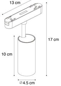 Spotlight modern negru pentru sistem de șine monofazat 9W 3000K - Magnetic Gert