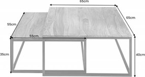Set de 2 masute design industrial Elements Sheesham