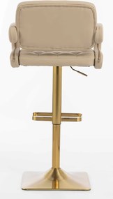 HR8403KW Scaun Crem Piele Ecologica Premium Soft cu Bază Aurie