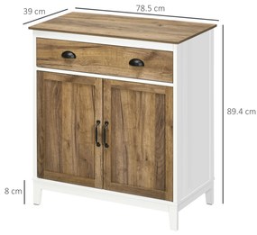 HOMCOM Dulap Multifuncțional Rustic din PAL cu Sertar și Spațiu de Depozitare, 78.5x39x89.4cm, Design Clasic, Alb | Aosom Romania