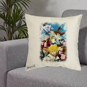 Perna Personalizata Nanatsu no Taizai Cele Sapte Pacate Mortale Anime, 40x40 cm, Ecru, Husa Detasabila, Perna Inclusa, BEKZ®