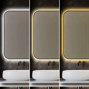 🪞 Oglindă LED cu Touch și Funcție Dezaburire – Ramă Negru, 120x80 cm, Model J187-12080 Smack