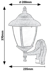 Aplică de exterior cu senzor Rabalux 7836 MADISON 1xE27/60W/230V IP43 auriu