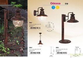 Stalp de iluminat cu protectie IP44 de exterior, finisaj maro antic, Odessa 8165 RX