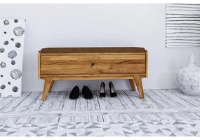 Bancă cu spațiu de depozitare din lemn de stejar cu șezut portocaliu Retro - The Beds