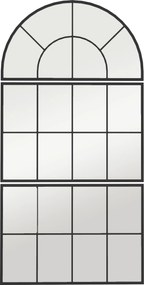 HOMCOM Oglindă de Perete Arcuită în Formă de Fereastră pentru Hol și Sufragerie cu 3 Agățători, 76x43 cm, Negru | Aosom Romania