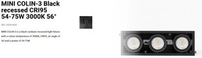 Spot LED incastrabil MINI COLIN-3 Black recessed CRI95 54-75W 3000K 56°