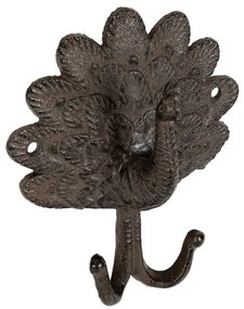 Cuier de perete dublu, din fonta, cu model, Peacock