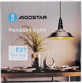 Aigostar - Lustră LED pe cablu 1xE27/60W/230V, diametru 36 cm, neagră