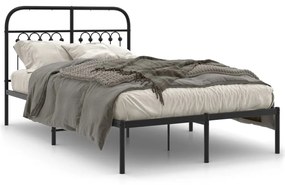 376597 vidaXL Cadru de pat metalic cu tăblie, negru, 120x190 cm