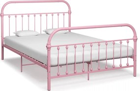 vidaXL Cadru de pat, roz, 120 x 200 cm, metal
