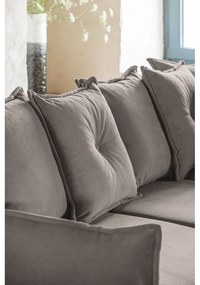 Colțar maro deschis extensibil cu tapițerie din catifea reiată (colț dreapta/în formă de "U") Lazy Lukka – Miuform