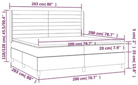 Pat box spring cu saltea, gri inchis, 200x200 cm, textil Morke gra, 200 x 200 cm, Benzi orizontale