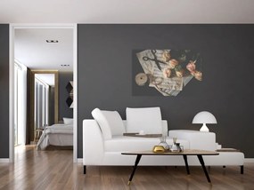 Tablou cu note muzicale și trandafiri (90x60 cm)