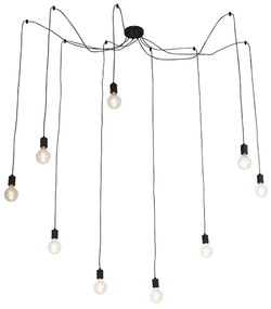 Lampă suspendată de design neagră cu 9 lumini - Cavalux