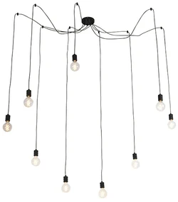 Lampă suspendată de design neagră cu 9 lumini - Cavalux