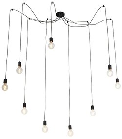 Lampă suspendată design negru cu 9 lumini - Cavalux