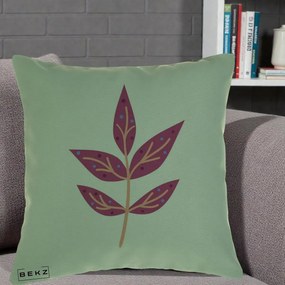 Perna Decorativa Ramura Botanica Mov, 40x40 cm, Verde, Husa Detasabila, Perna Inclusa, BEKZ®