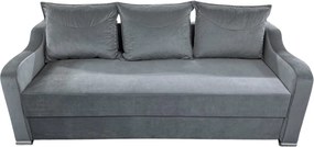 Canapea GIULIA extensibila, 3 locuri, cu lada de depozitare, catifea gri , 220x100x80 Gri