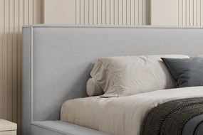 Pat tapițat Nirello 160x200 cu ladă de depozitare - catifea gri Castel 80