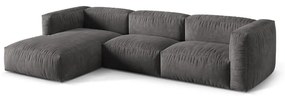Colțar modular gri cu tapițerie din catifea (cu colț pe partea stângă/cu șezlong) Martina – Micadoni