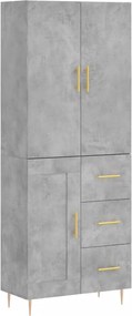 vidaXL Dulap înalt, gri beton, 69,5x34x180, lemn compozit