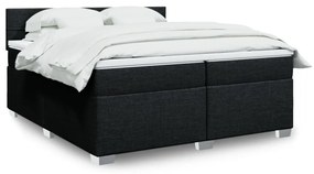 vidaXL Pat box spring cu saltea, negru, 200x200 cm, textil