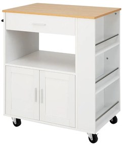 Cărucior de servire cu roți și 3 suporturi pentru condimente pe lateral