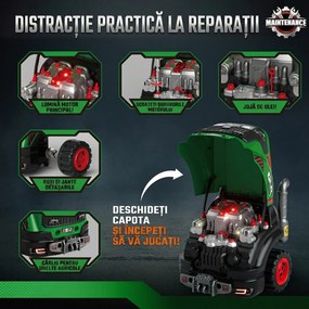 AIYAPLAY Atelier Camion Jucărie pentru Copii cu Motor, 60 Accesorii, Lumini și Sunete, 42x42x47 cm, Verde | Aosom Romania