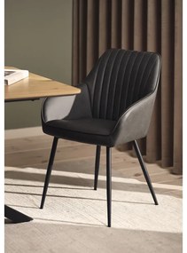 Set de scaune de sufragerie gri închis cu cotiere 2 buc. tapițat Nolan Stripe – Unique Furniture